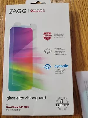 Zagg Invisible Shield Glass Elite Visionguard  For NEW IPhone 5.4'' 2021 • $11.99