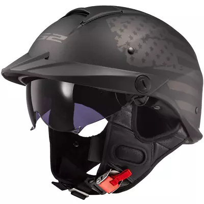 Open Box LS2 Adult Rebellion 1812 Motorcycle Helmet Matte Black - Small • $110.48