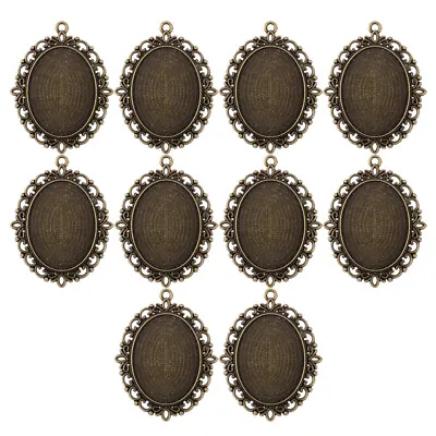£10.73 • Buy 10pcs Bronze Silver Black Oval Cabochon Cameo Settings Charms Pendant 40 X 30mm