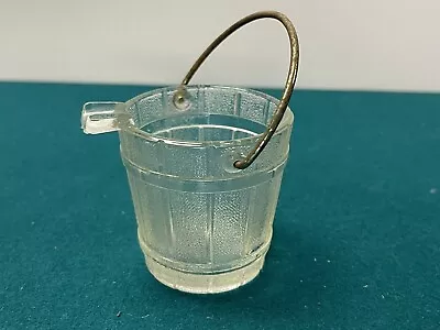 Vintage Small Clear Glass Bucket Barrel Ashtray With Metal Handle Toothpick • $2.97