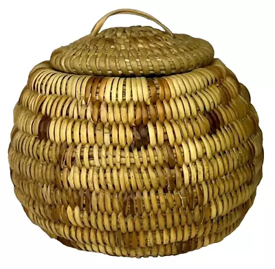 KUMEYAAY Kumiay Diegueno CA Lidded Mission BASKET Alejandrina Silva Native Baja • $99