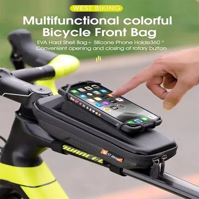 Bike Top Tube Bag Bicycle Front Frame Case Waterproof Cycling With Phone Holder • $17.40