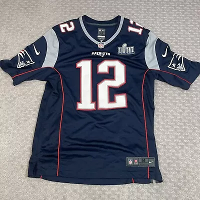 Nike Tom Brady New England Patriots Super Bowl LII Patch Jersey Men’s Size M • $59