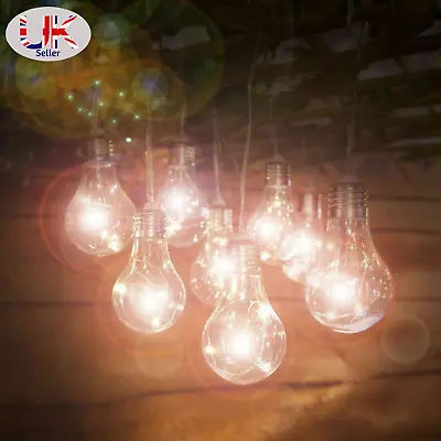  LED Solar Retro Bulb String Lights Pack Of 10 Garden Patio Fence Decor Lamp  • £8.99