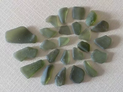 24 Pcs PALE OLIVE GREEN Beach Sea Glass For Jewelry • $18.95