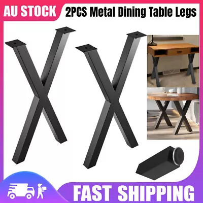 2x Table Legs DIY Coffee Dining Table Steel Metal Industrial Desk Bench X-Shape • $81.98