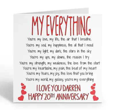 Personalised Husband Happy Anniversary Card Love 1st 2nd 5th 10th 15th 20th 30th • £3.40