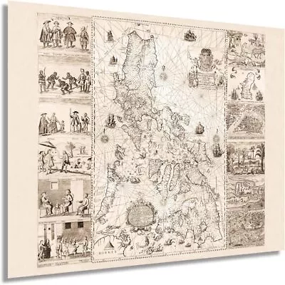 1734 Map Of The Philippines Poster - Vintage Philippines Wall Art Decor Print • $54.99