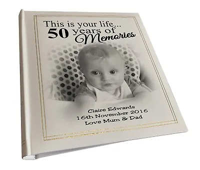 £28.99 • Buy Large Photo Album, Personalised Memorial Album, 50th Birthday Or Any Age.