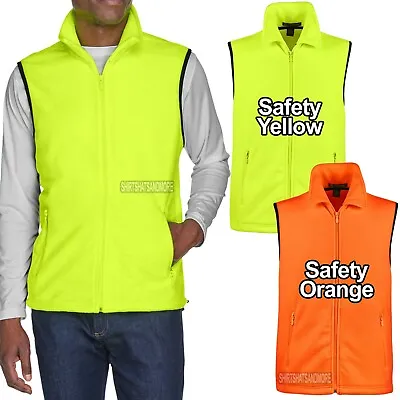 Mens Polar Fleece Vest Safety Yellow Orange Sleeveless Jacket Warm S-2XL 3XL 4XL • $26.99