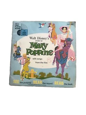 Mary Poppins. Walt Disney. Story Record. Black Vinyl. LLP 302. With Story Book. • £4