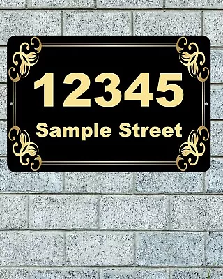 Custom Home Address Sign Aluminum 12 X8  Personalized House Number Street Plaque • $14.45