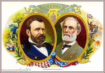 Generals Grant And Lee Civil War Smoke Vintage Cigar Tobacco Box Label Print • $11.19