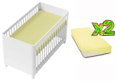 £5.39 • Buy 2-pack Soft Fitted Sheet Jersey Stretchy Cotton Fit Crib/cradle 90x40 Yellow