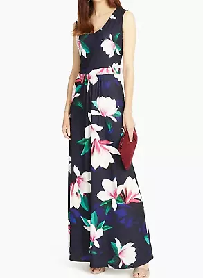 Phase Eight Size 12 & 14 Navy Multi Magnolia Floral Print Maxi Dress New • £18.99