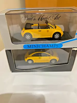 MINICHAMPS 1/43 430 054001 & 430 054031 VW CONCEPT CAR SALOON 1994 Yellow - X2 • £25