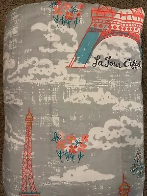 Parisian Twin Comforter  eiffel Tower Bicycles Butterflies Flowers Paris! Amour • $32