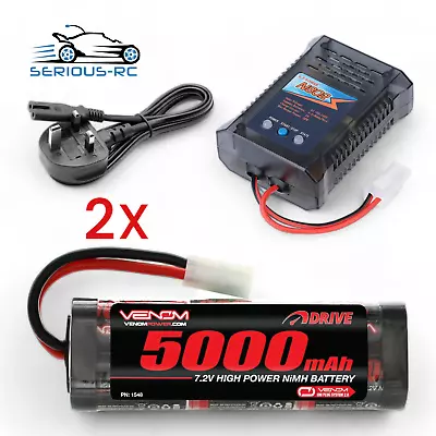 RC Car Batteries 2x 5000mah 7.2v NiMH Battery & 2A Fast Charger - RC Car Tamiya • £64.99