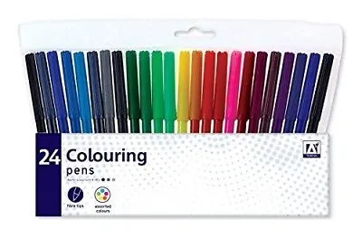 24 Pack Felt Tip Pens Drawing Markers Painting Colouring Art School UK SELLER • £3.95