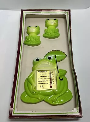 Vintage 1972 Miller Studio Chalkware Frog Bathometer Wall Plaques 3Pc Set - NEW! • $62.50