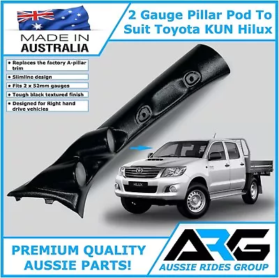 52mm 2 Gauge Pillar Pod In Black To Suit N70 KUN Series Toyota Hilux 2005-2015 • $89