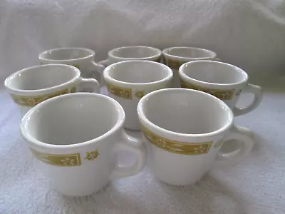 Sterling Vitrified China Ohio USA Restaurant Ware 8 Cups/mugs Mustard Band • $50