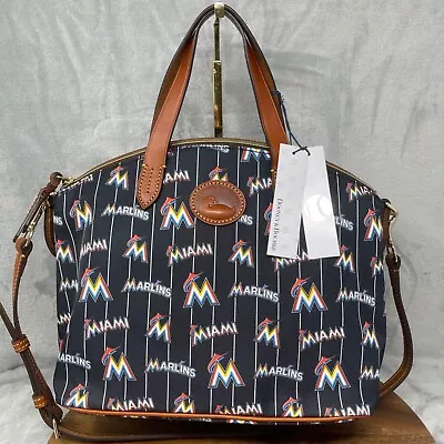 Dooney & Bourke Black Miami Marlins Gabriella Nylon Leather Shoulder Bag Handbag • £125.34