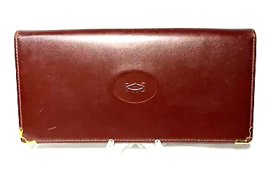 CARTIER Men's Long Wallet Must De Line Bordeaux Authentic From Japan • $35.88