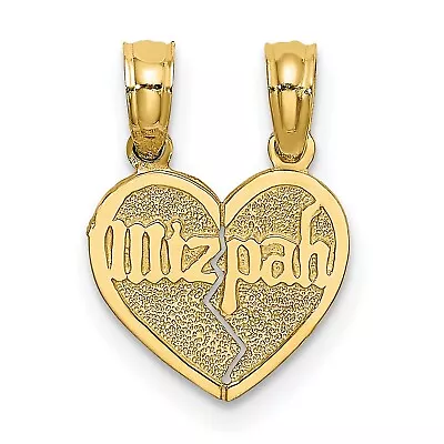 14k Yellow Gold Break Apart Mizpah Coin Emotional Bond Words Heart Pendant • $110.99