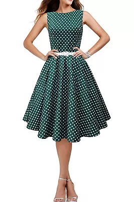 BlackButterfly Audrey Vintage Polka Dot 50's Rockabilly Swing Wedding Prom Dress • £14.99