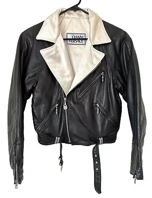 Rare Vintage 90s Gianni Versace Motorcycle Leather Jacket Seen Worn By Prince  • $750