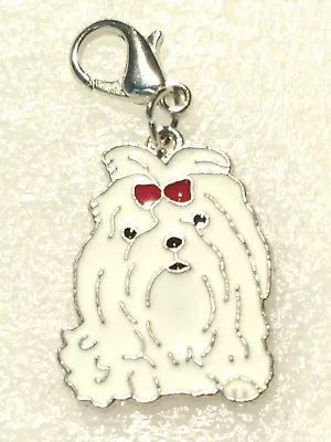 Maltese White Dog Pup Bag Purse Charm Dangle Zipper Pull Jewelry • $10.99