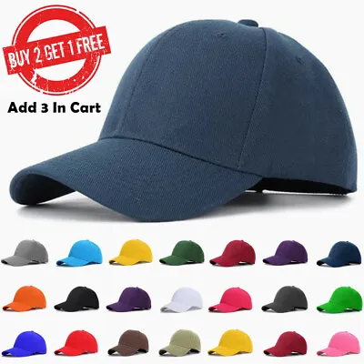 Mens Womens Baseball Cap Strap Back Adjustable Blank Plain Solid Hat Visor Caps • $6.99