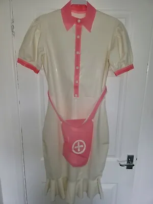 NEW Latex Rubber Maid Uniform Dress Apron Sissy Nurse Cleaner Waitress ServantUK • £75