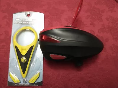 Black & Red Dye Rotor Paintball Hopper W/Yellow Acc. Kit • $100