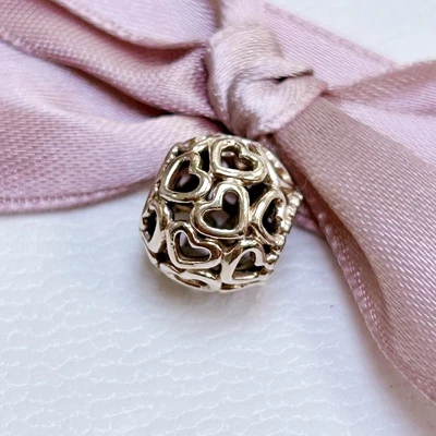 £199 • Buy Genuine Authentic Pandora 14k Solid Gold Charm Openwork Open Your Heart 750964 .