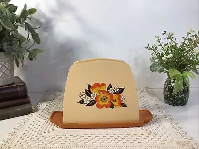 Vintage Retro/MCM Napkin Holder ~Orange/Tan Floral~70’s~FREE SHIPPING  • $19.99