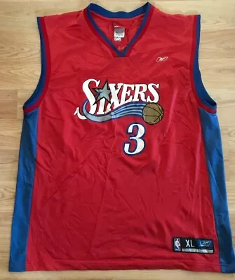 Vintage Reebok NBA Philadelphia 76ers Throwback Allen Iverson Basketball Jersey • $22.46