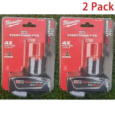 2PCS Milwaukee 48-11-2460 M12 REDLITHIUM XC 6.0 Extended Capacity Battery #NEW# • $75.56