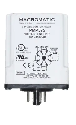 Macromatic Pmp575 PMPU 3 Phase Monitor Relay Spdt 600Vac 8 Pin • $69