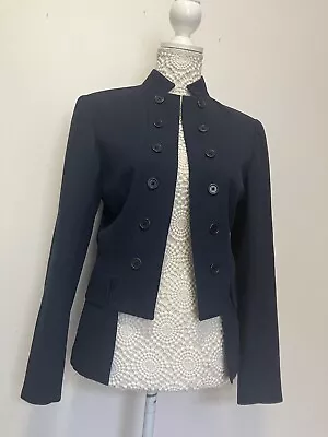 Toast Military Riding Jacket 10 12 Navy Wool Victorian Edwardian Tails High Neck • £95