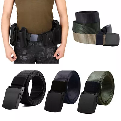 Men's Tactical Military Belt Buckle Strap Waistband Outdoor Combat Nylon Canvas • $3.99