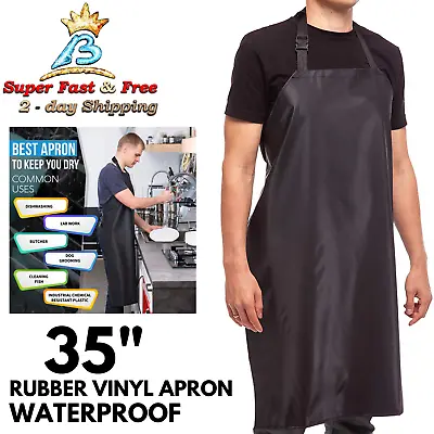 $22.19 • Buy Waterproof Rubber Vinyl Apron Home Kitchen Work Butcher Oil Stain Proof 35  NEW