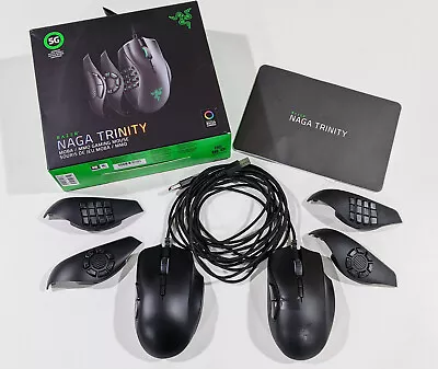 LOT OF 2 Razer Naga Trinity Wired USB Gaming Mouse Black RZ01-0241 & Side Plates • $39