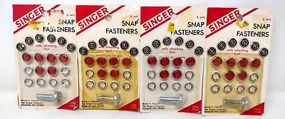 Lot Of 4 Vintage Singer Sewing Red Snap Fasteners With Attaching Tool 00540 • $9.99