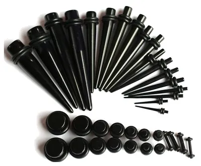 16g-00g Black Ear Stretching Gauging Kit Plugs Tapers Instructions Expander • $17.49