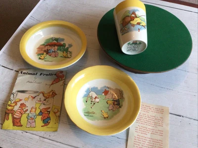 £21 • Buy James Kent ~Old Foley~Animal Frolics~Peter Fraser Plate, Bowl, Beaker, Booklet