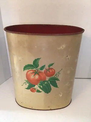 Vintage Maid Of Honor Trash Can Red/White W/ Tomato Decor • $20