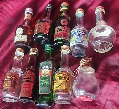 Job Lot Miniature Alcohol Bottle Collection - From Germany- 10 Pieces - Empty • $7.40
