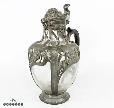 £220 • Buy Art Nouveau Pewter & Glass Bacchus Claret Jug C.1890